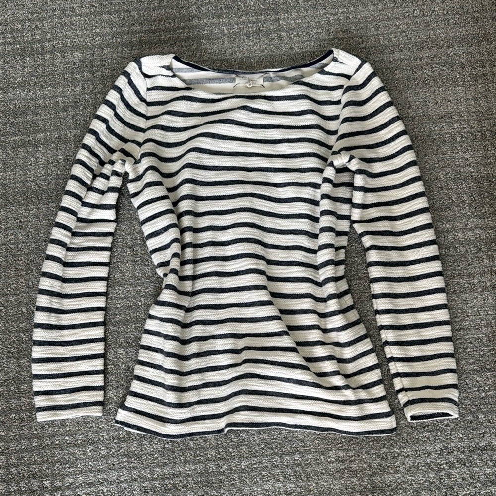 Anthropologie Sailor Collar Blouse in White and Blue